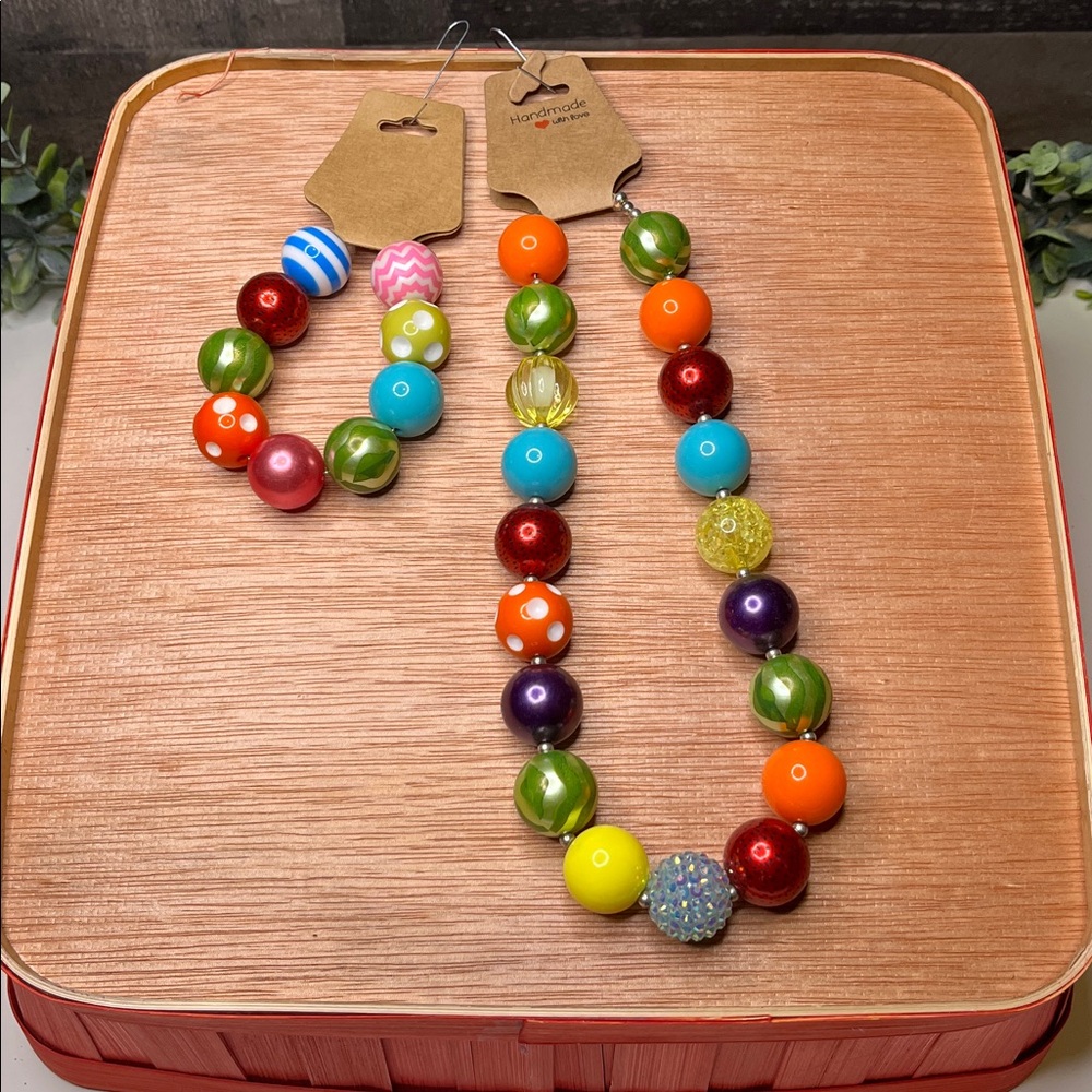 Colorful Beaded Necklace and bracelet Kids Size